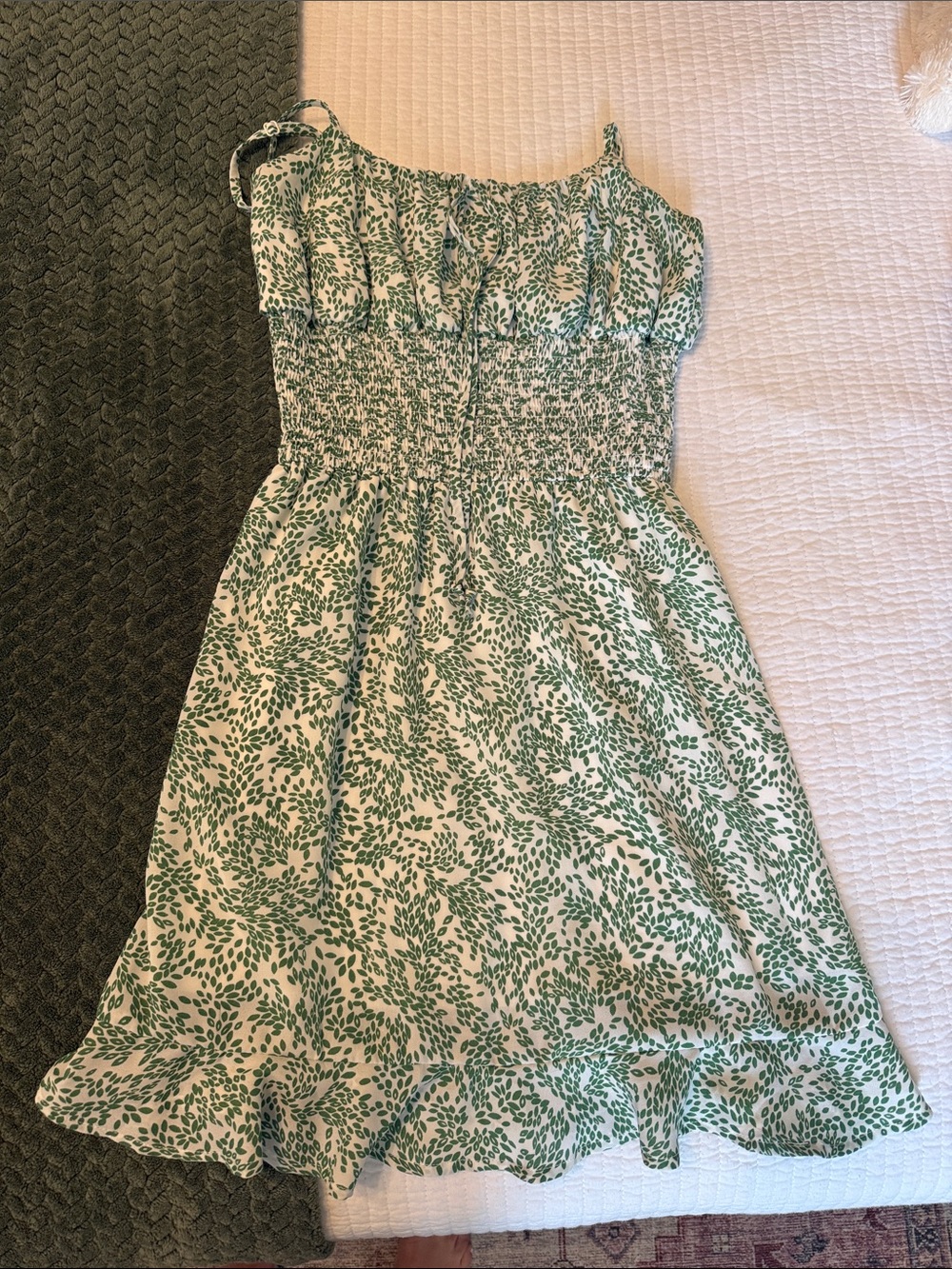 Green Leaf Print Sundress